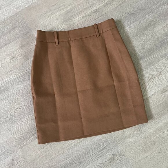 Well Done Mini Pencil Skirt Size M Brown Side Zipper Lined Wool Blend - Picture 6 of 7